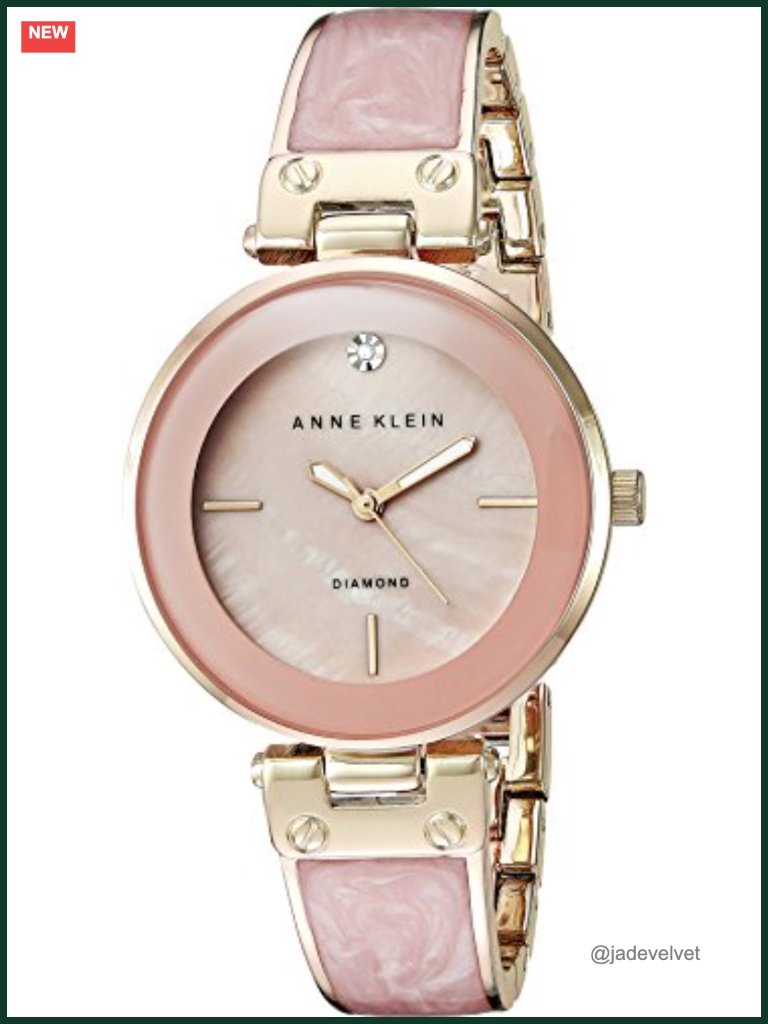 Genuine Diamond Pink Mother Of Pearl Dial Bangle Watch